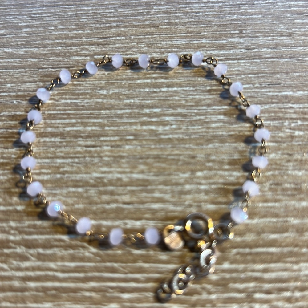Pink Quartz and Stirling Silver (925) Bracelet Size 7